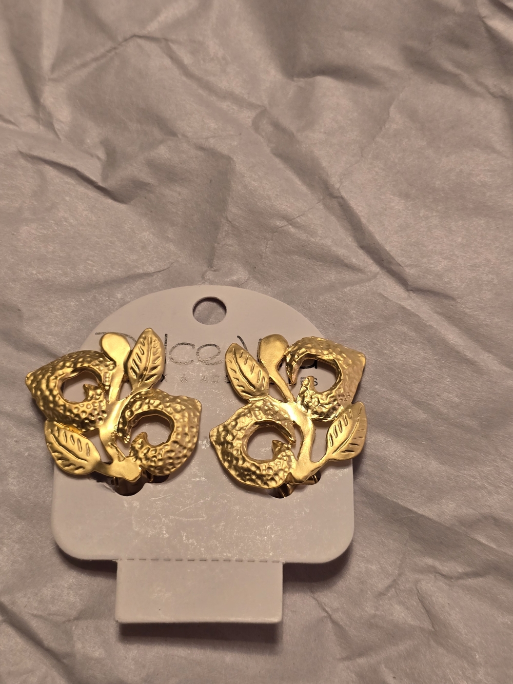 Dolce Vita Paris Vintage Signed Gold Leaf Floral Statement Earrings - NWT